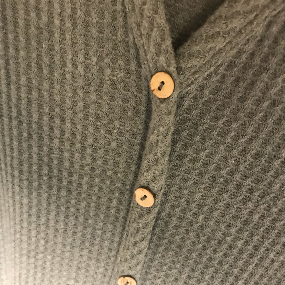 Paper Crane waffle wooden button-down dress v-neck - Picture 3 of 5